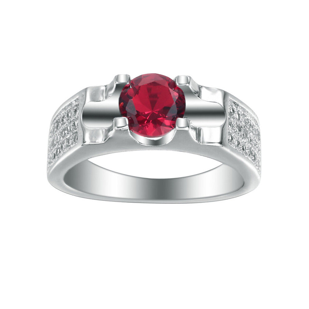 silver plated red zircon rings jewelry for women wedding party engagement accessories