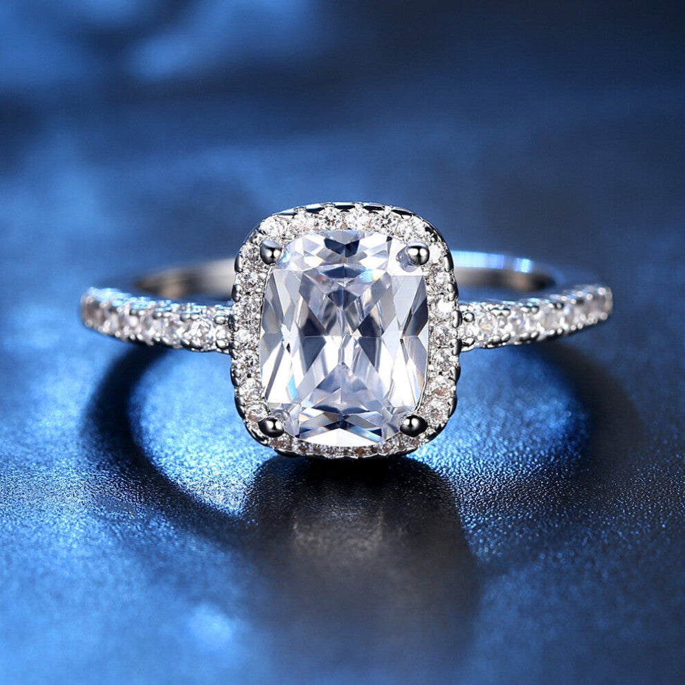 R411W-B In Accessories For Women Silver Plated Zircon Jewellery Bride Wedding Ring Mothers Gift Mom