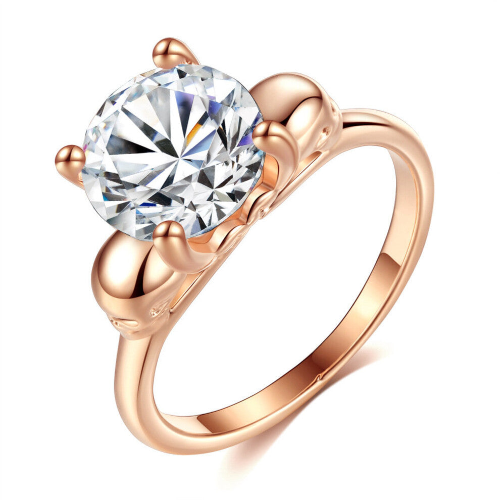 (6-White-Rose Gold Color) R441 Items Women Accessories Rose Plated Zircon Jewellery Bridal Wedding Ring Mother's Gift For Mom