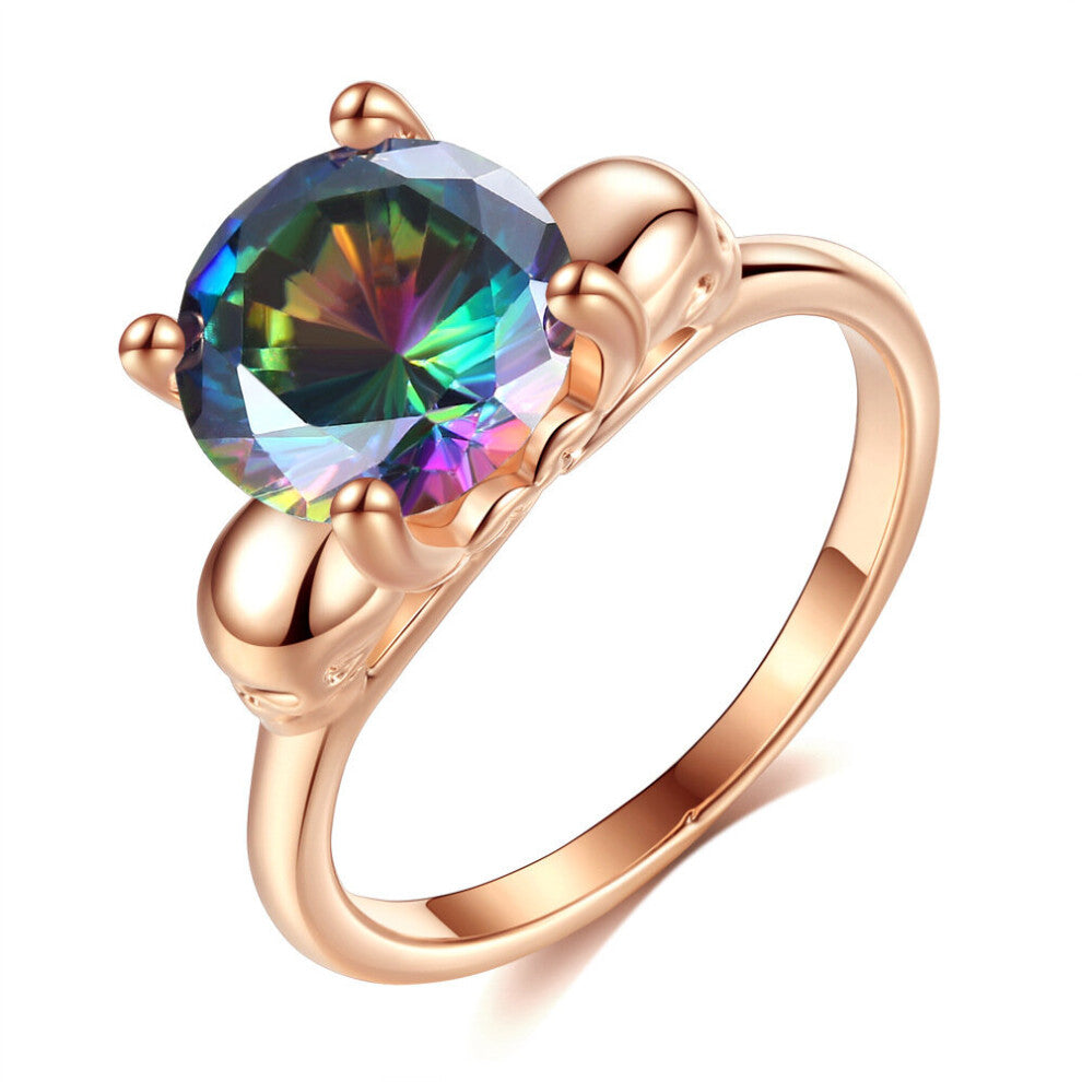 (6-Vitrail Medium Black-Rose Gold Color) R441 Items Women Accessories Rose Plated Zircon Jewellery Bridal Wedding Ring Mother's Gift For Mom