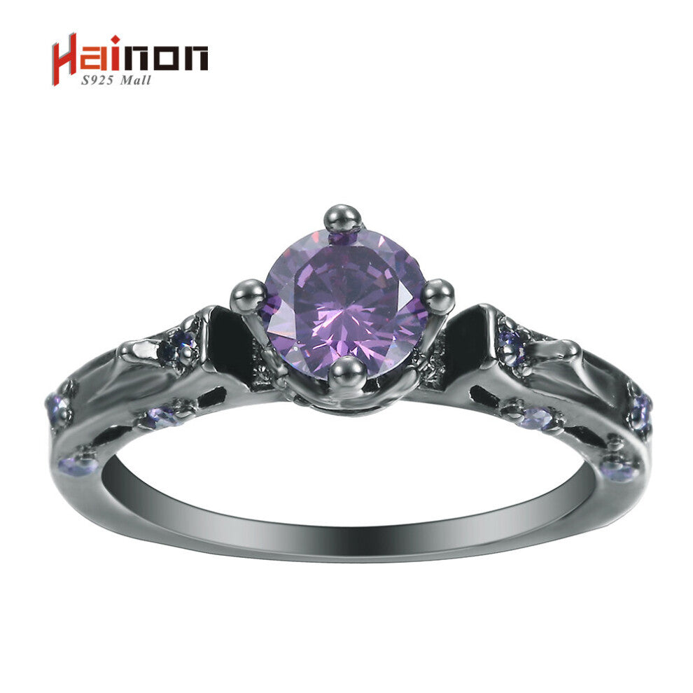 (7-Blue-Black Gun Plated) gun plated fine Jewelry Vintage Wedding Rings for Women Bijoux Bague Femme Engagement Ring Accessories