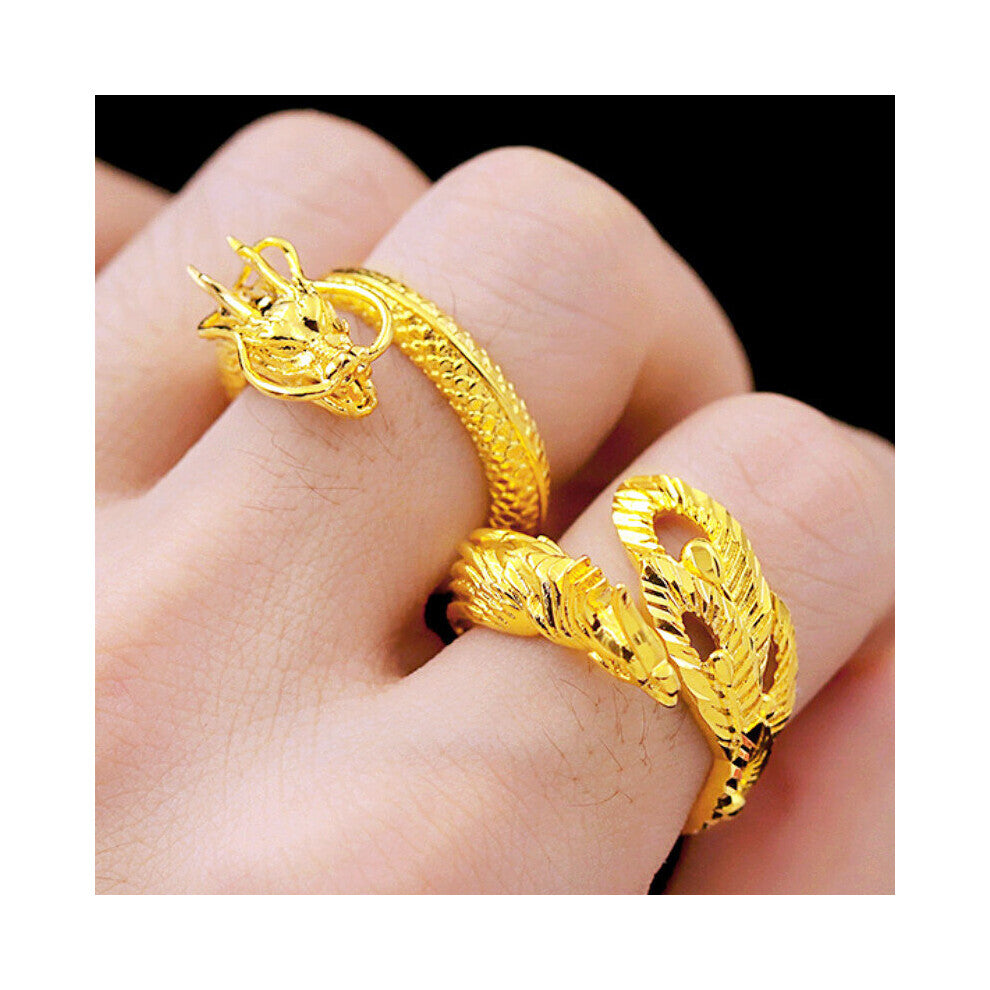 Chinese Styles Dragon Phoenix Ring Couple Wedding Opening Rings Adjustable Ring Punk Jewelry Accessories Ring