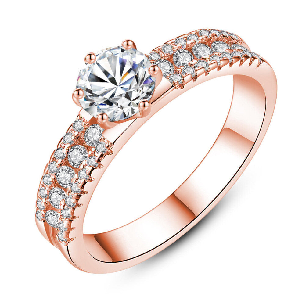 R289R-B In Accessories For Women Rose And Silver Plated Zircon Bride Wedding Rings Mothers Gift For Mom