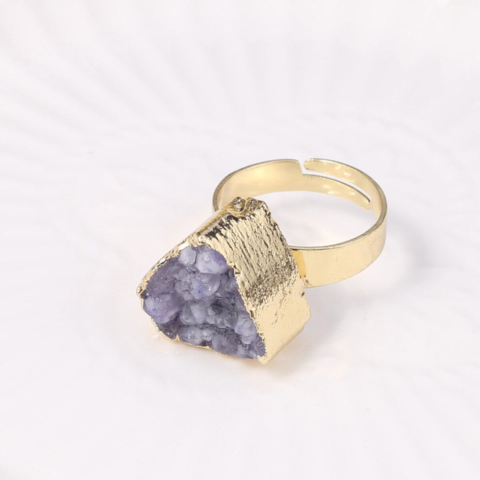 Natural Healing Crystal Stone Finger Rings Wire Wrapped Clear Quartz Adjustable Party Druzy Ring Jewelry Accessories