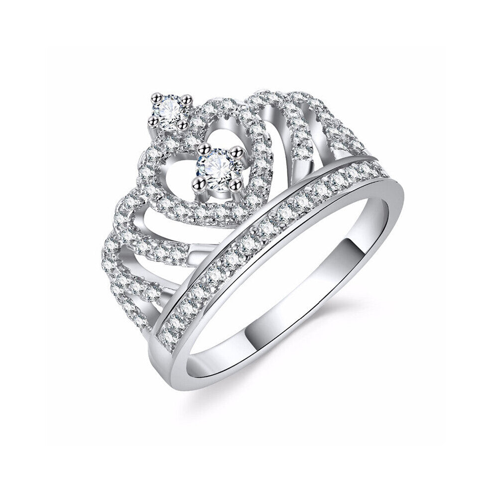 Women Crown Jewelry Rhinestones Zircon Engagement Ring For Women Party Wedding Jewelry Accessories