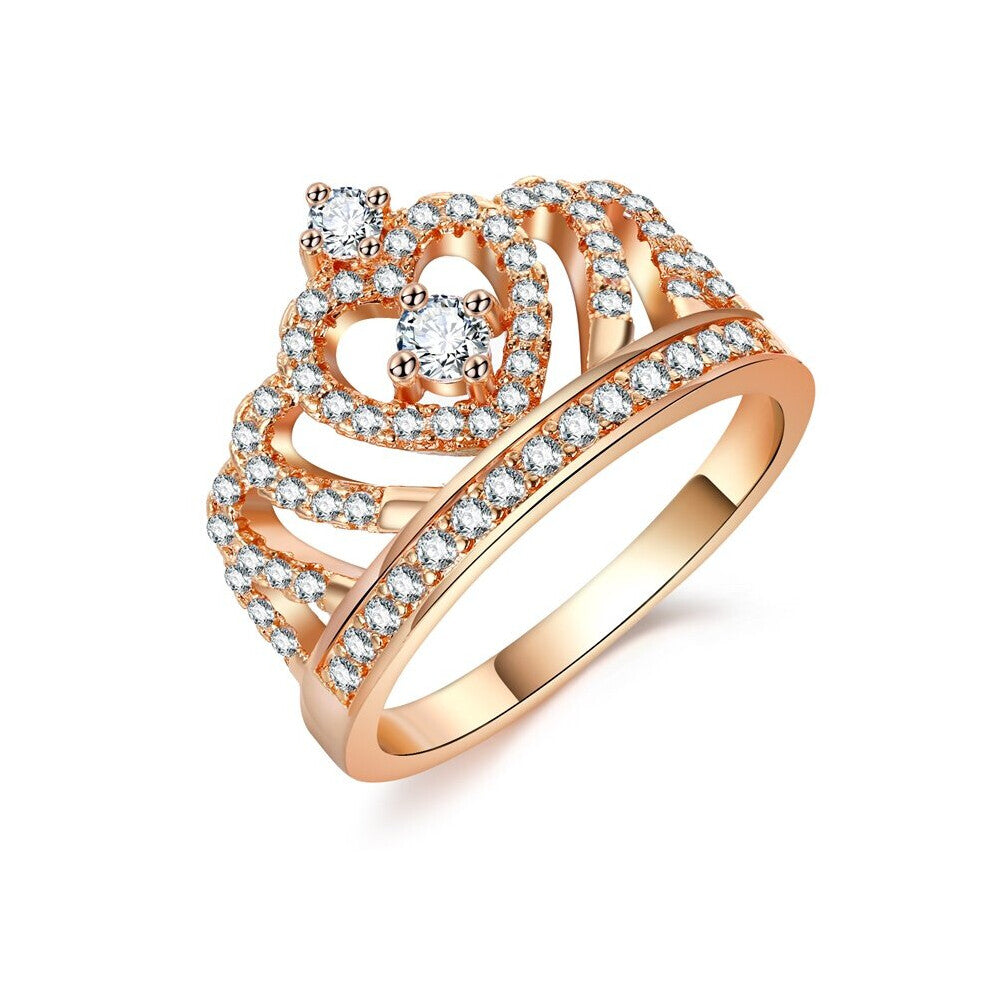 Women Crown Jewelry Rhinestones Zircon Engagement Ring For Women Party Wedding Jewelry Accessories