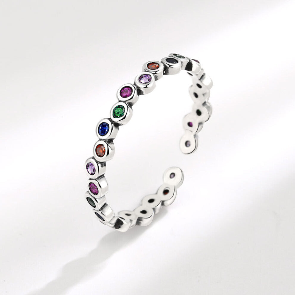 Colorful Vintage Round Rings For Women Stainless Steel Adjustable Silver Bubble Finger Ring Wedding Jewelry Gift