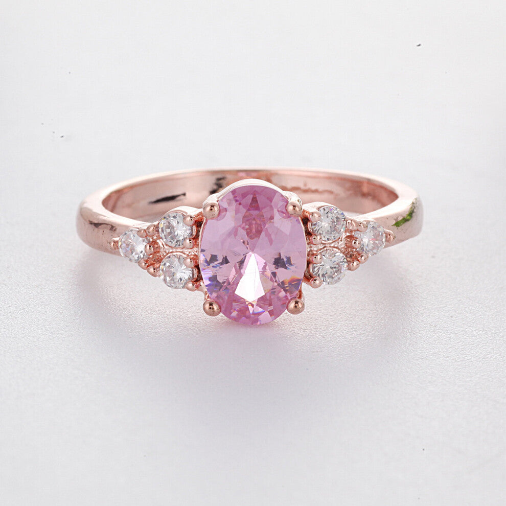 Romantic Pink Cubic Stone Princess Rings with Rose Engagement Accessories Tiny Delicate Rings For Women