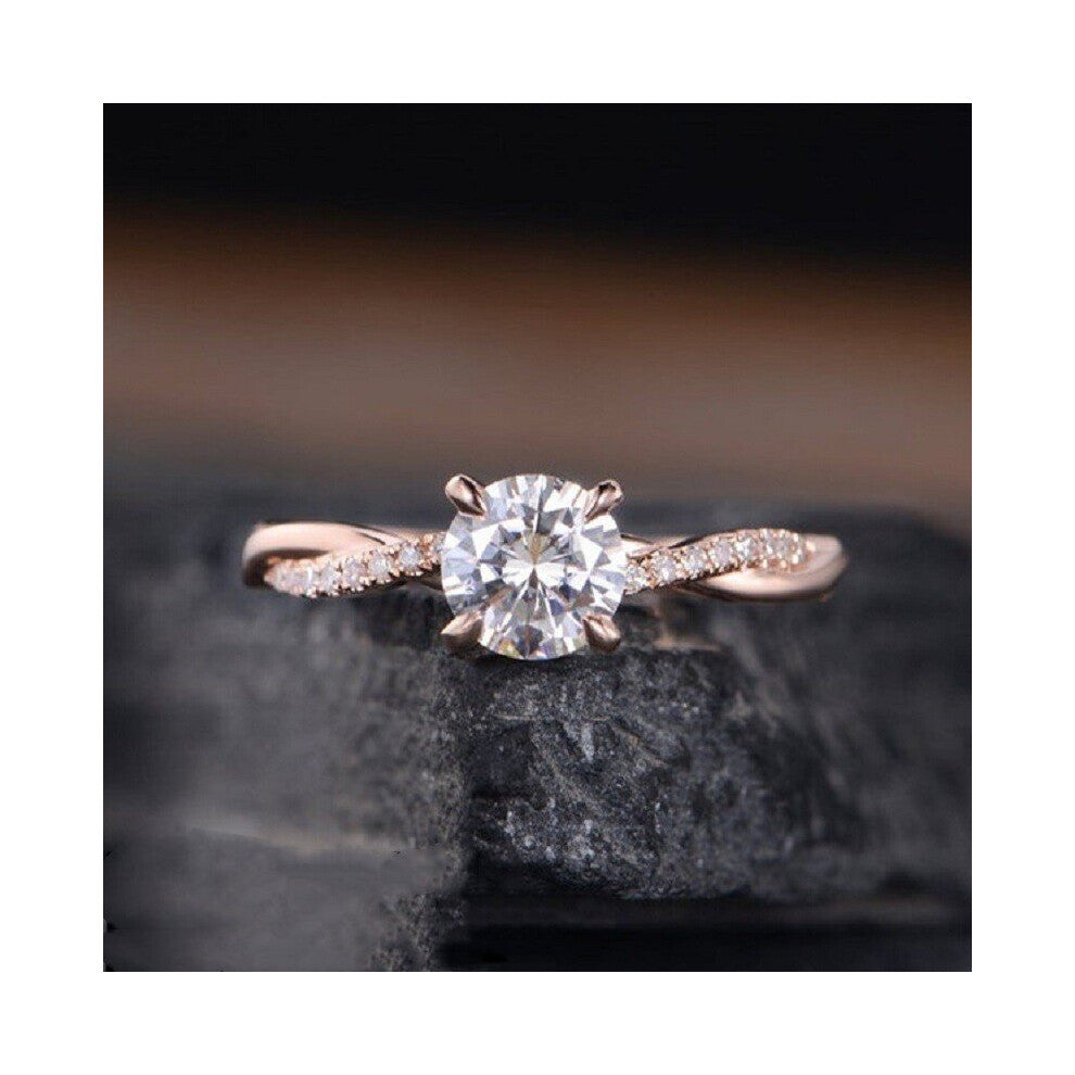 Classic Round Zirconia Women's Ring Twist Zinc Alloy Wedding Ring Ladies Jewelry Accessories Gift