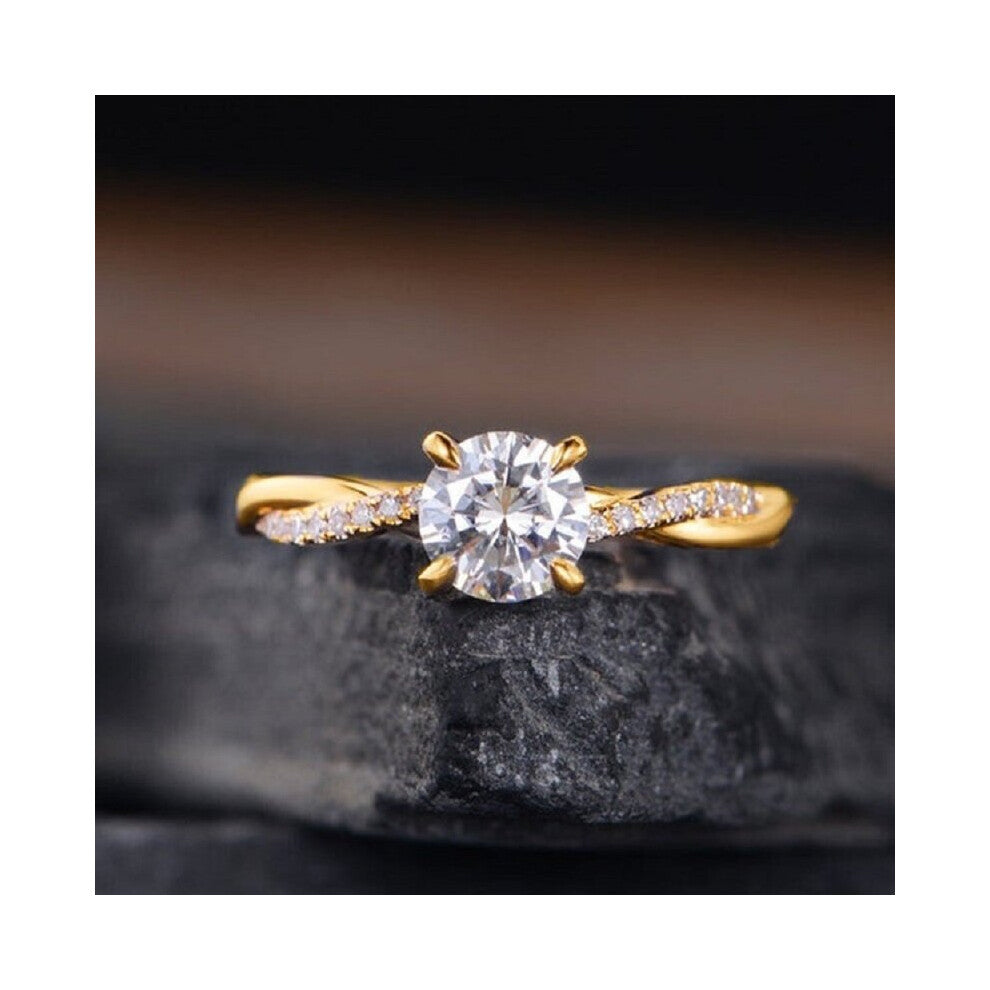 Classic Round Zirconia Women's Ring Twist Zinc Alloy Wedding Ring Ladies Jewelry Accessories Gift