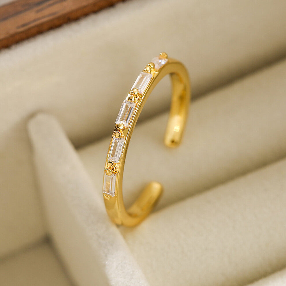 Green-White CZ Zircon Wedding Rings For Women Open Adjustable Finger Accessories