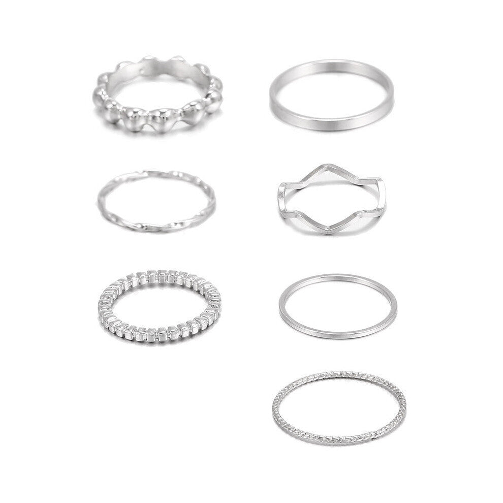 Boho Silver Rings Set Wedding Metal Ring Sets For Women Punk Geoemtric Size Finger Rings Jewelry Accessories