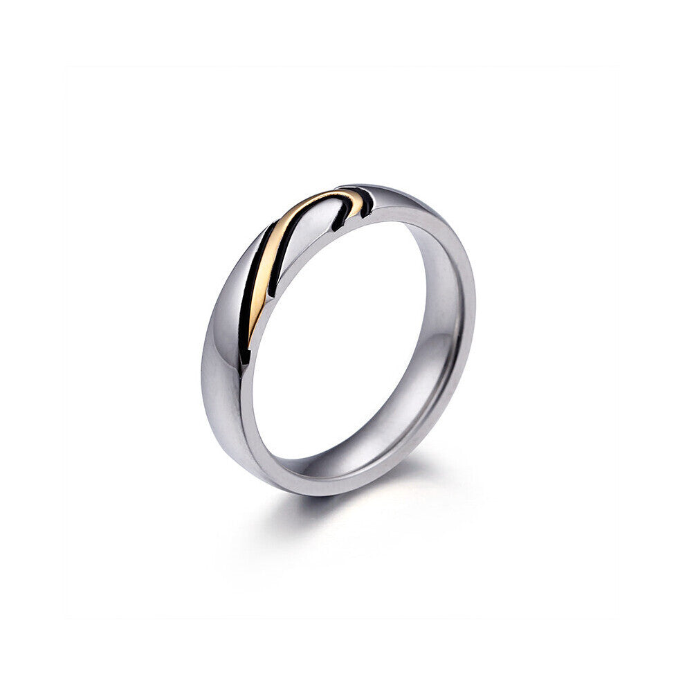 Jewelry Heart Puzzle Ring for Women Men Silver Stainless Steel Lover Promise Ring