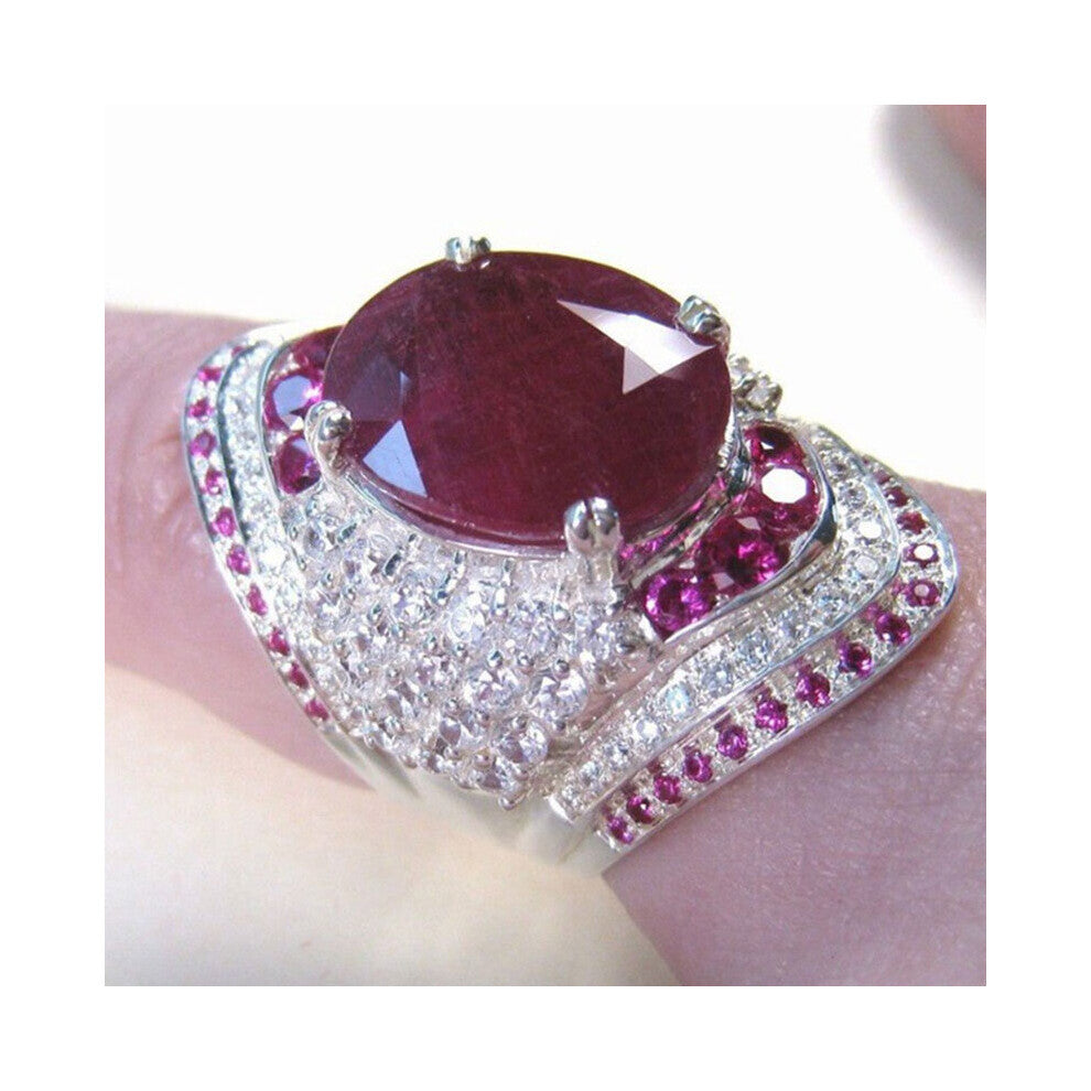 Fuchsia Zircon Women's Ring Party Jewelry Wedding Band Anniversary Gift Accessories