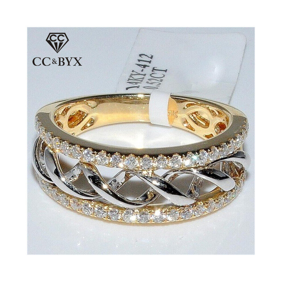 CC Rings For Women Yellow Double Ring Cubic Zirconia Jewelry Accessories Drop CC2336