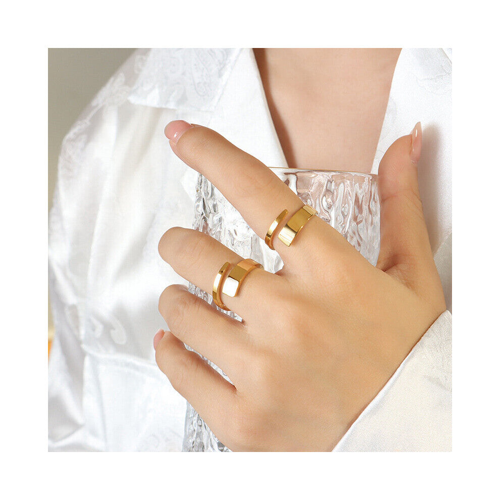 Silver Color-Gold Circle Rings For Women Punk Round Opening Titanium Steel Couple Ring Accessories Female Wedding Jewelry Gift