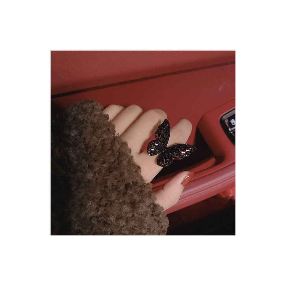 Women's Copper Set Zircon Butterfly Ring European and American Style Bubble Cocktail Party Ring Bride Jewelry Accessories