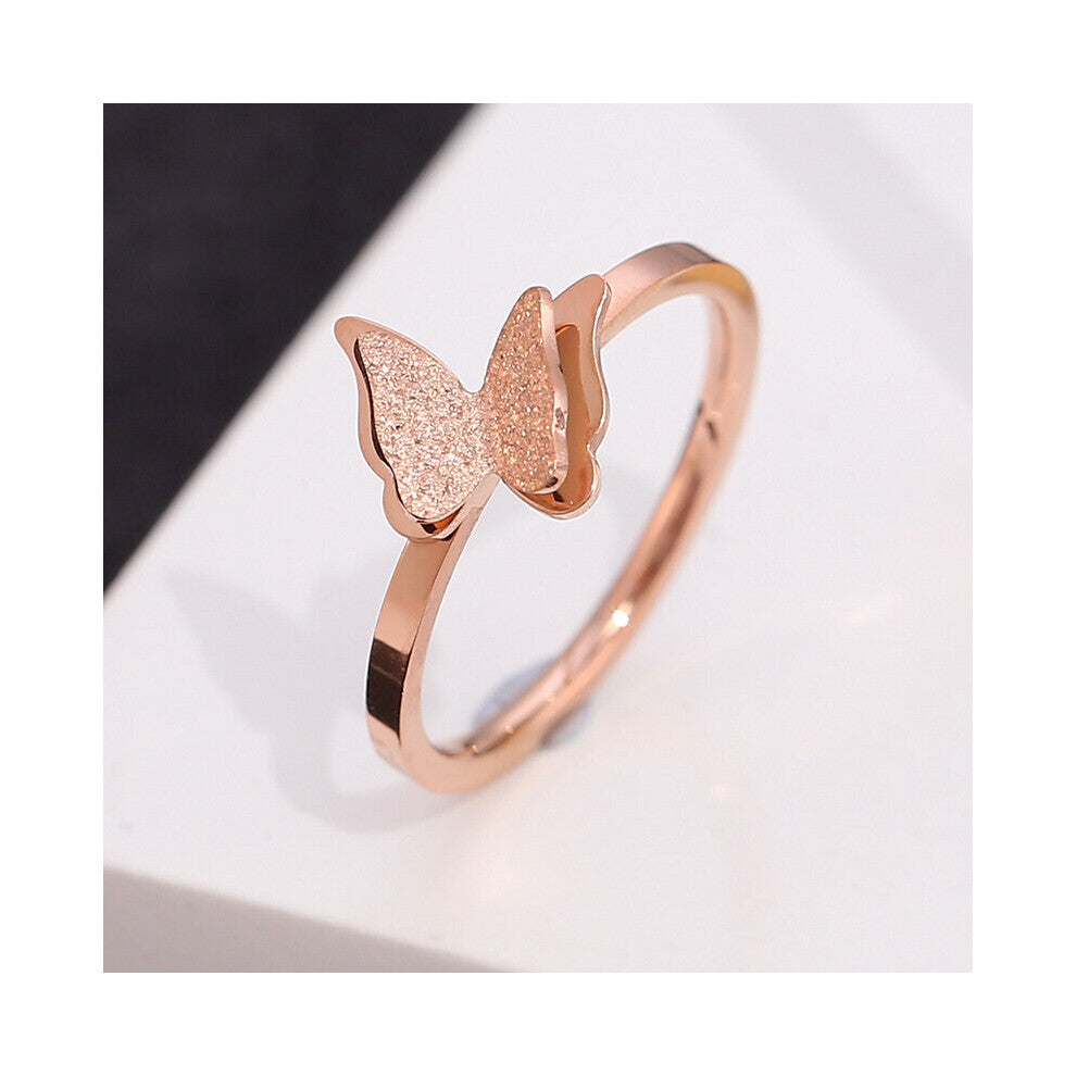 Leisure Style Frosted Butterfly Rings For Women Stainless Steel Female Jewelry Ladies Wedding Accessories
