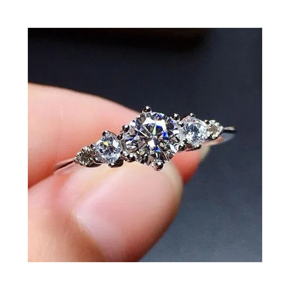 Shining Crystal Cubic Zirconia Wedding Ring Silver Rings for Women Cocktail Party Accessories Engagement Jewelry