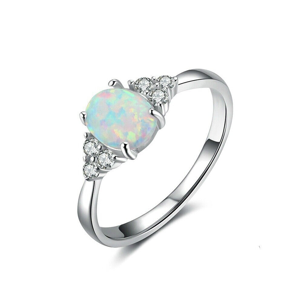 Lady Round Stone Crystal Zircon Ring Classic Women Ring Wedding Bands Accessories Jewelry For Girl Gift