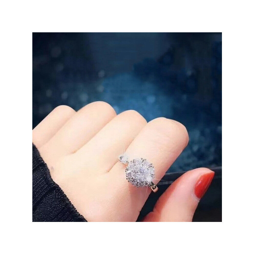 Women's Open Ring Rotating Crystal Ring Women's CZ Engagement Ring Bride Wedding Party Jewelry Accessories Gift