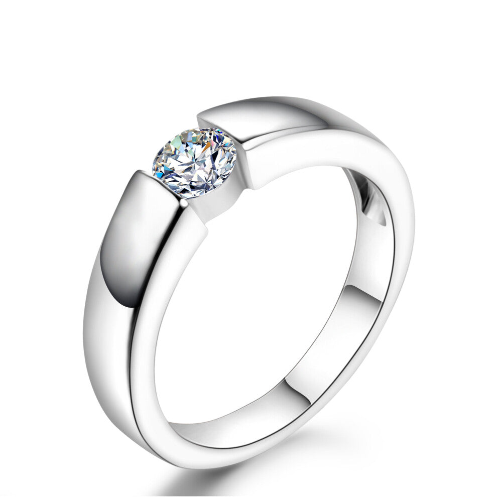 Hearts and Arrows Zircon Wedding Ring For Women Men Classical Finger Promise Couple Rings Accessories Gift R400