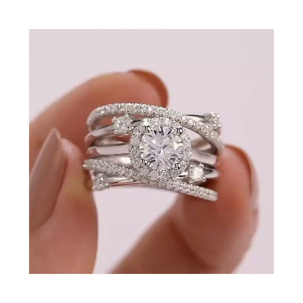 Winding Crystal Zircon Rings for Women Statement Engagement Jewelry Accessories Women Wedding Band