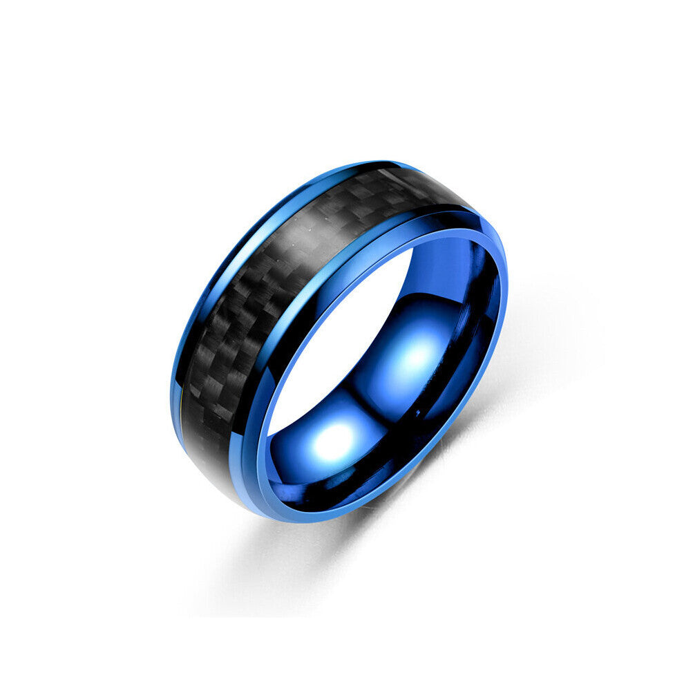 Vintage 4 Titanium Stainless Steel Rings for 8MM Men Carbon Fiber Ring Wedding Jewelry Gift Accessories