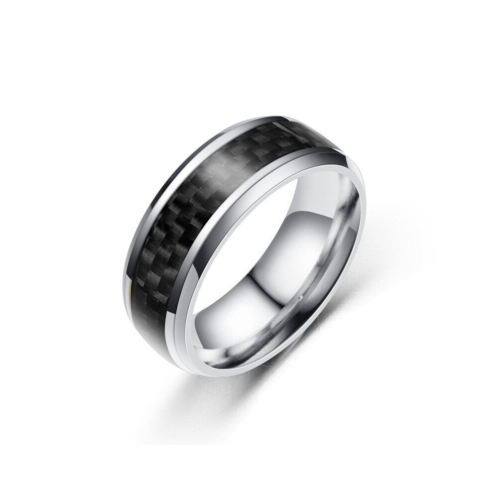 Vintage 4 Titanium Stainless Steel Rings for 8MM Men Carbon Fiber Ring Wedding Jewelry Gift Accessories