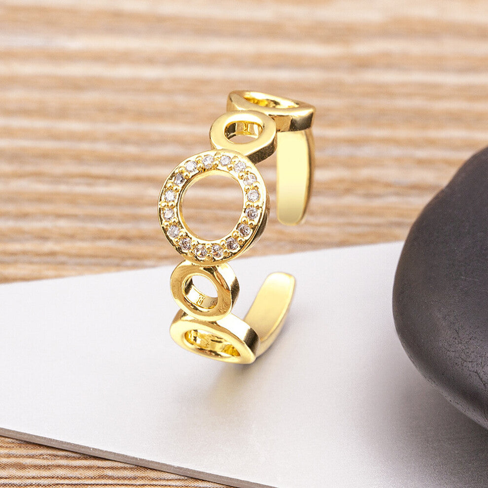 Nidin Ins Hot Round Zircon Rings For Women Plated Punk Rock Open Adjustable Ring Accessories Jewelry Gift Bijoux Femme