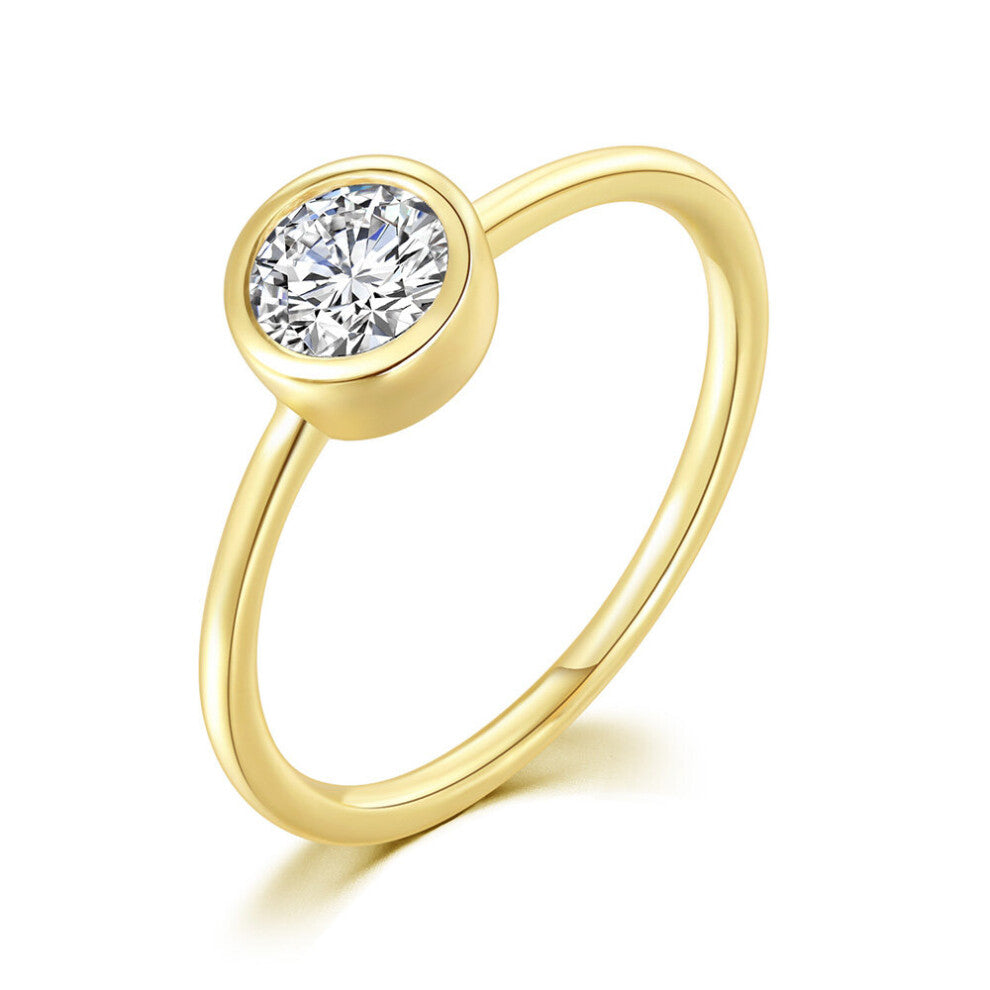 Minimalist Promise Ring for Women Round Zirconia Crystal Rose Dating Ring Accessories Jewelry R135