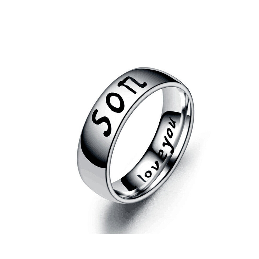 8mm Love Mom Dad Son Daughter Ring Men Women Stainless Steel Glossy Finger Rings Bands Wedding Jewelry Gift for Mother