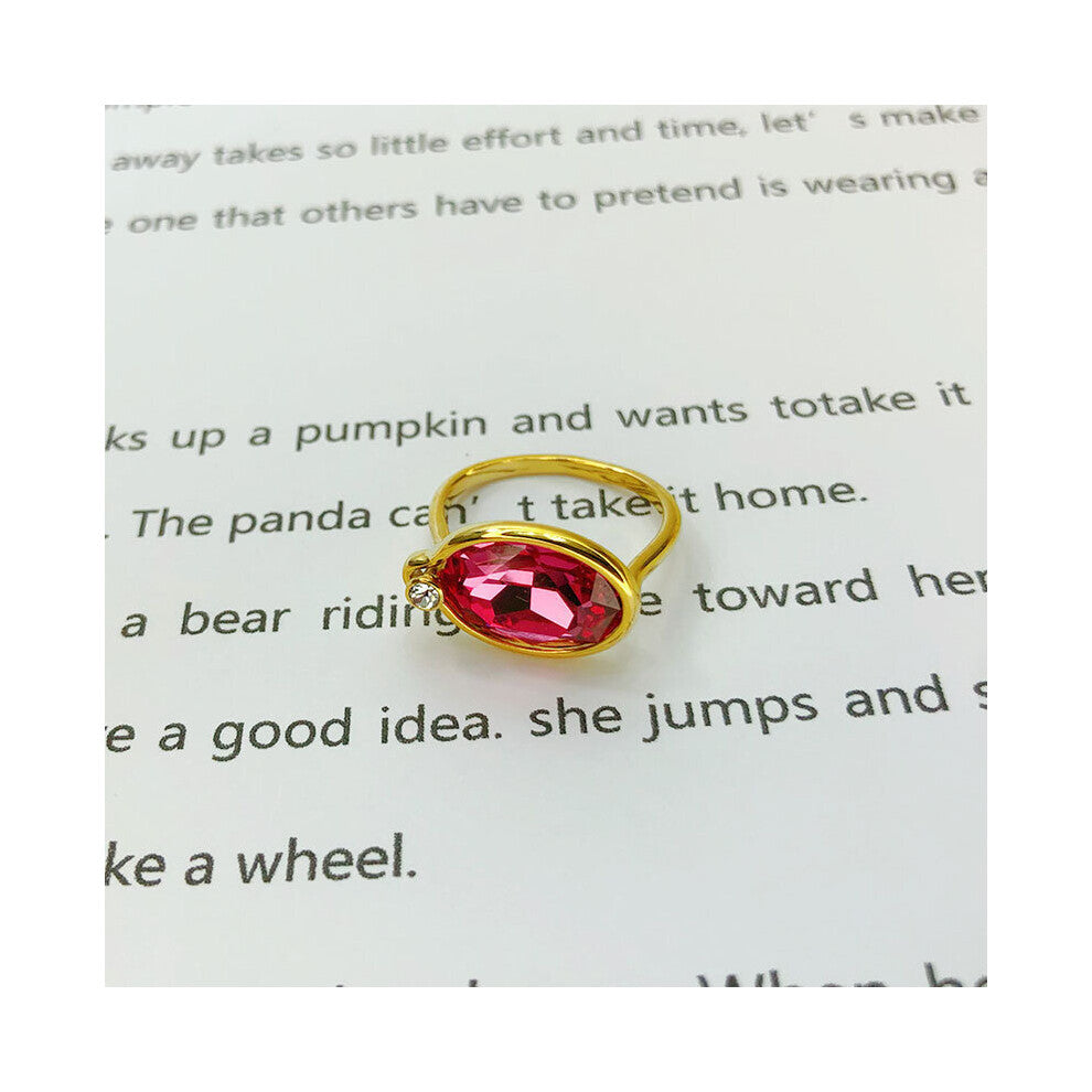 (Resizable-Red-Gold color) Vintage Noble Emerald Ring For Women Temperament Index Finger Ring Wedding Party Jewelry Accessories Gift