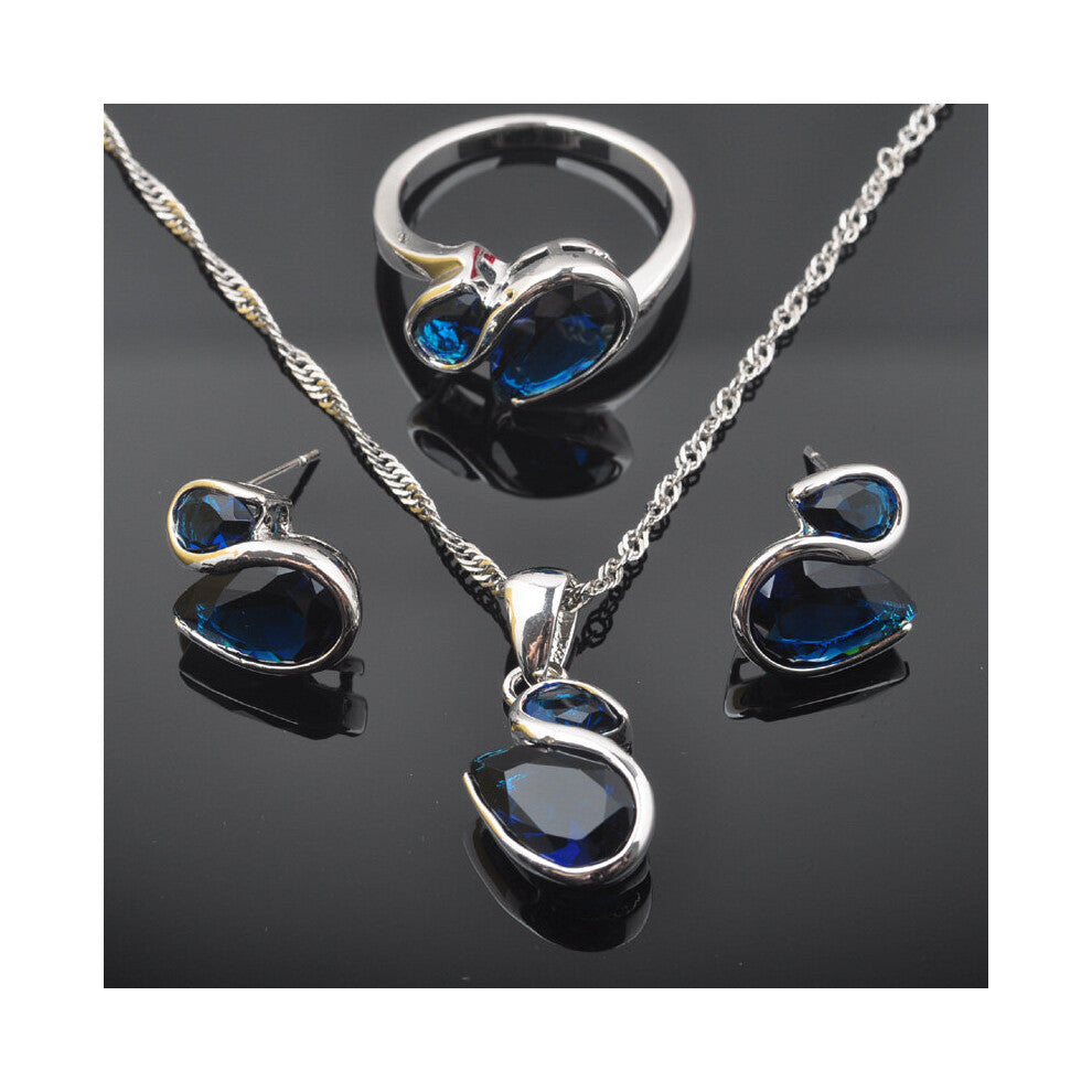 Zirconia Women's Silver Jewelry Sets Earring?Pendant?Necklace?Rings QZ0554