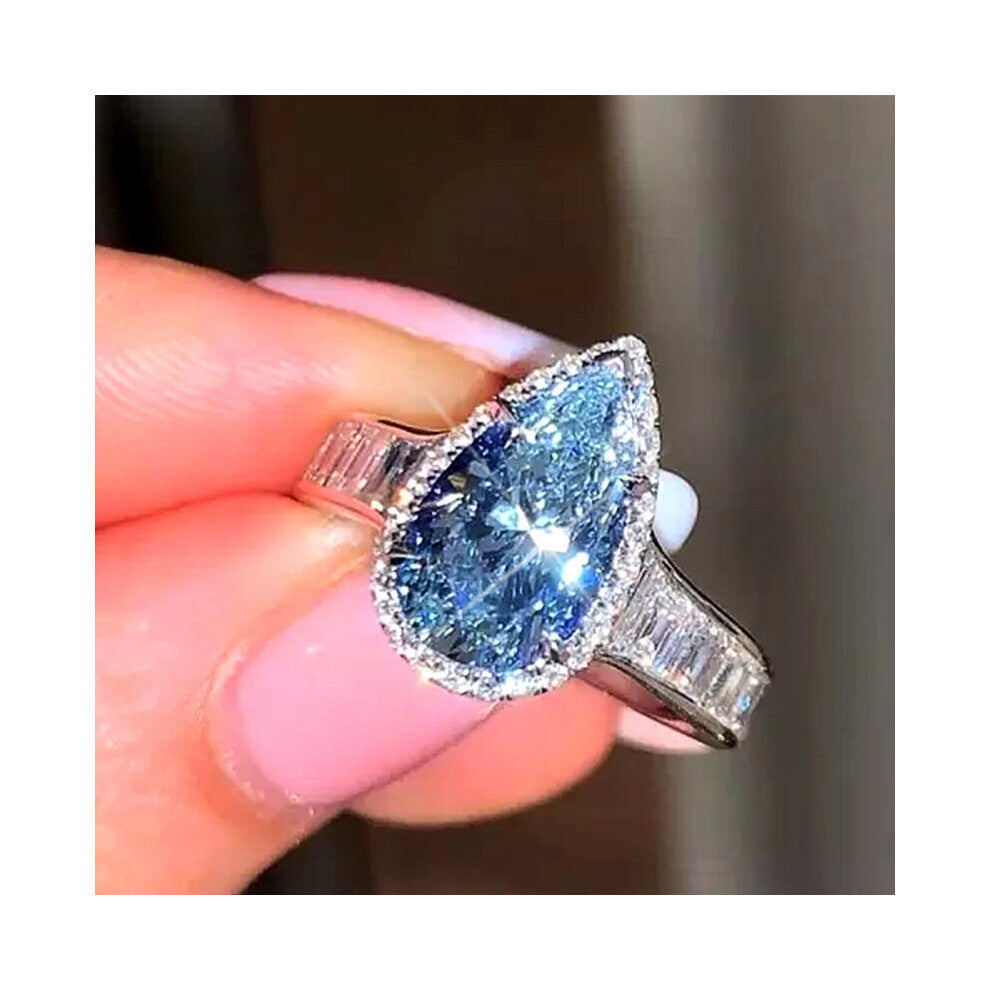 Personality Water-drop-shaped CZ Rings for Women Bridal Wedding Ceremony Party Jewelry Statement Accessories