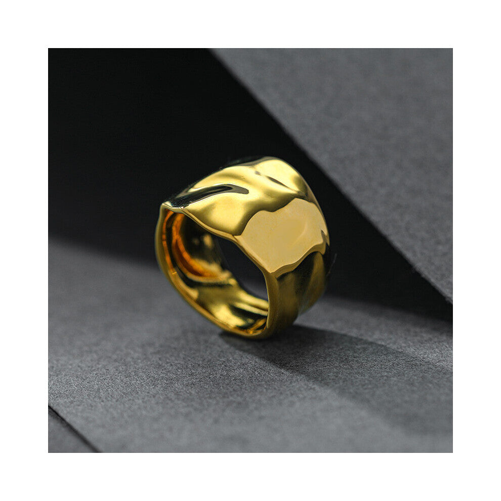 Vintage Punk Golden Big rRng For Women Irregular Hammer Texture Hyperbole Ring Wedding Party Jewelry Accessories