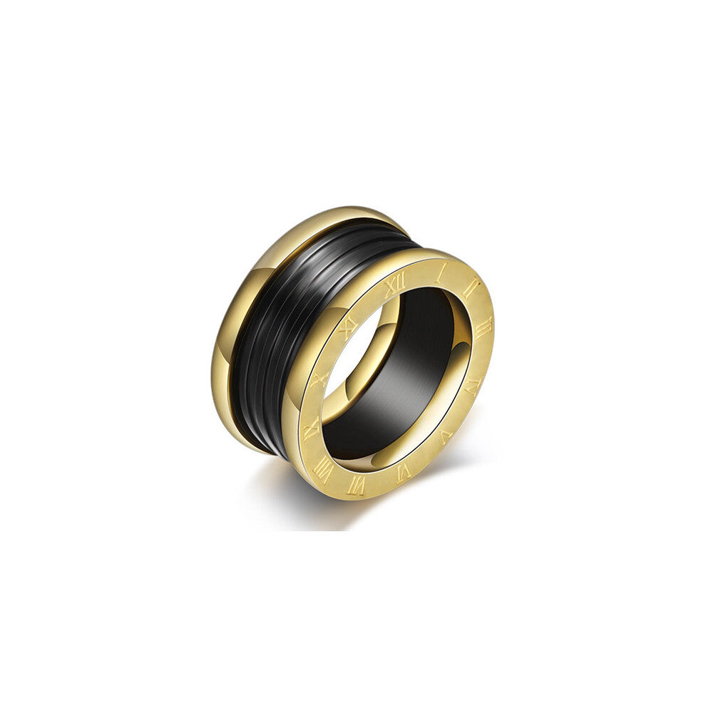 (6-black-Gold color) Antique Retro Stainless steel Rings For Women Men Jewelry Anillos Engagement Wedding Bague Homme Party Accessories Vintage