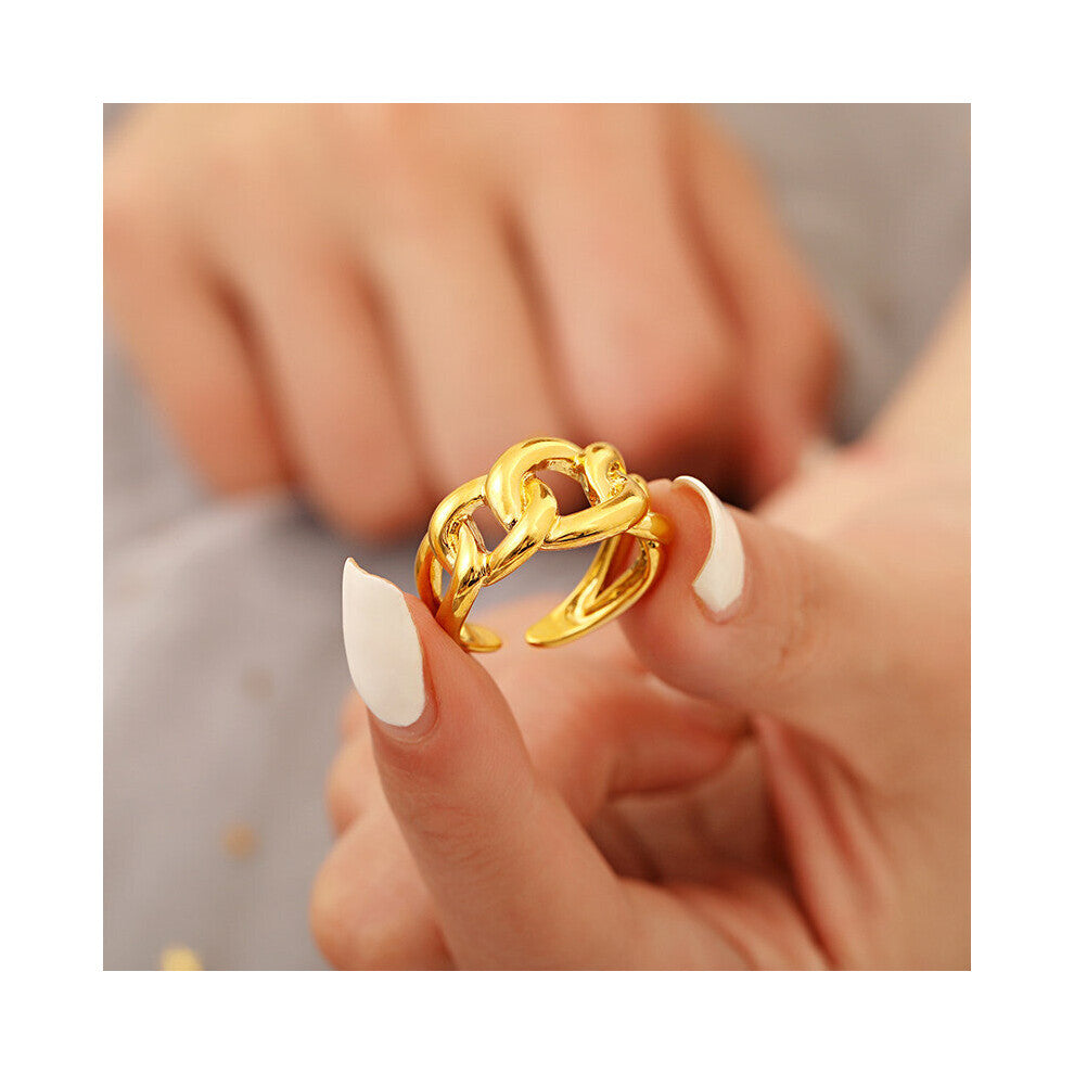 (Resizable-SR21A001 Black-Gold color) Vintage Punk Chain Twined Golden Ring For Women Creative Wedding Engagement Party Ring Jewelry Girl Gift