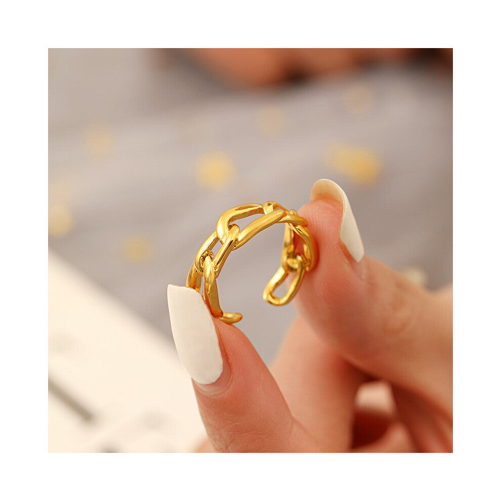 (Resizable-SR21A002 Green-Gold color) Vintage Punk Chain Twined Golden Ring For Women Creative Wedding Engagement Party Ring Jewelry Girl Gift