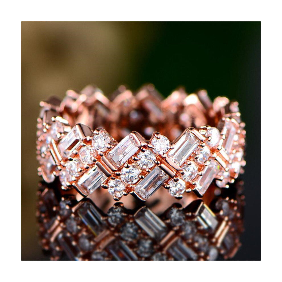 (6-F293 Clear-Silver Plated) Silver Women Wedding Rings Geometric CZ Stylish Female Accessories High Statement Jewelry Hot