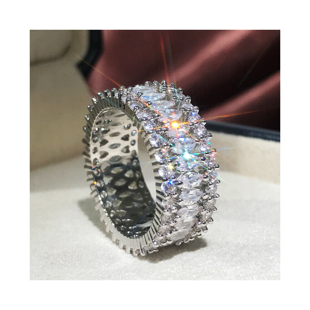 (6-F066 Wine Red-Silver Plated) Silver Women Wedding Rings Geometric CZ Stylish Female Accessories High Statement Jewelry Hot