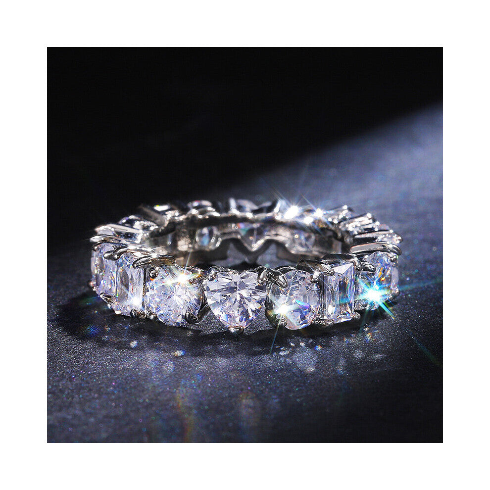 (6-F631 Green-Silver Plated) Silver Women Wedding Rings Geometric CZ Stylish Female Accessories High Statement Jewelry Hot