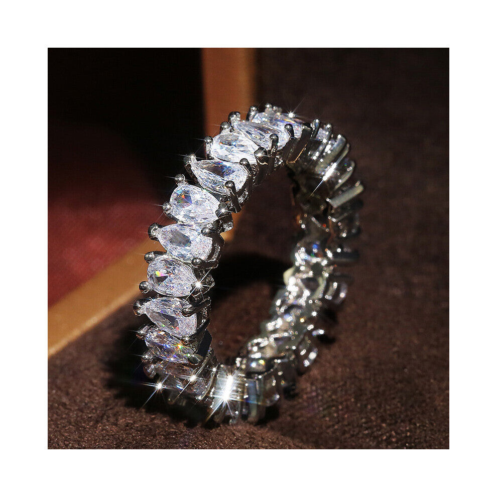 (6-F611 Gray-Silver Plated) Silver Women Wedding Rings Geometric CZ Stylish Female Accessories High Statement Jewelry Hot