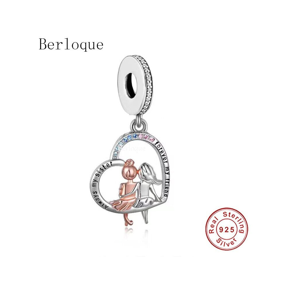 925 Sterling Silver Always My Sister Forever My Heart Pendant Necklace Women Accessories Jewelry