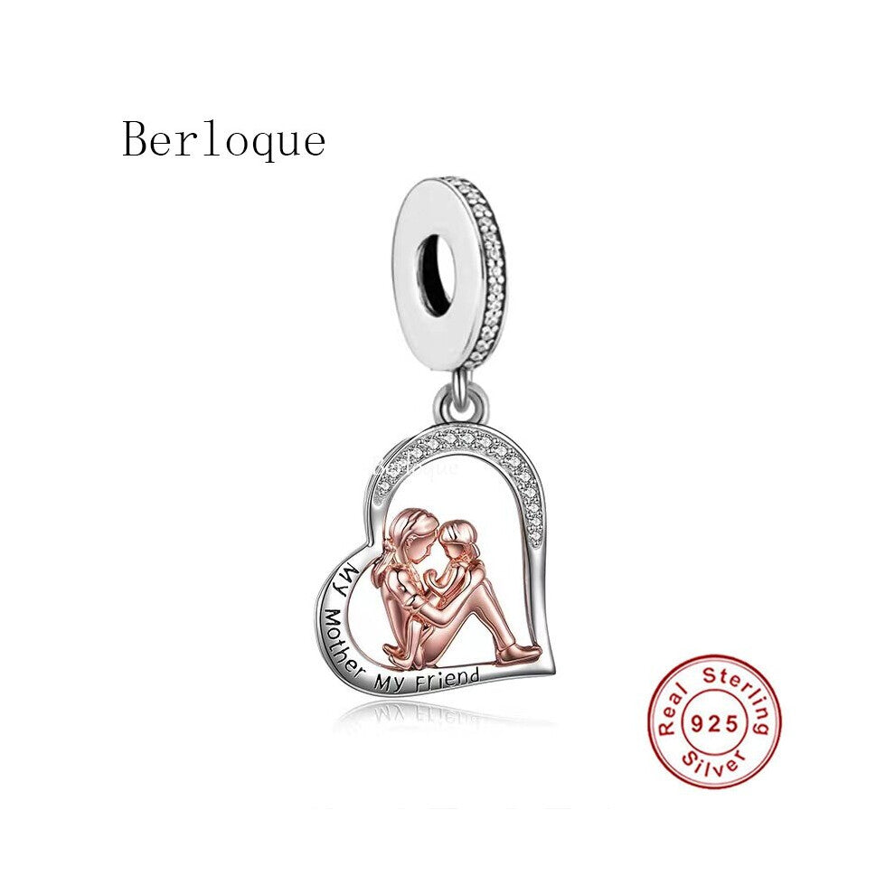 925 Sterling Silver My Mother My Mother Child Heart Pendant Necklace Women Accessories Jewelry