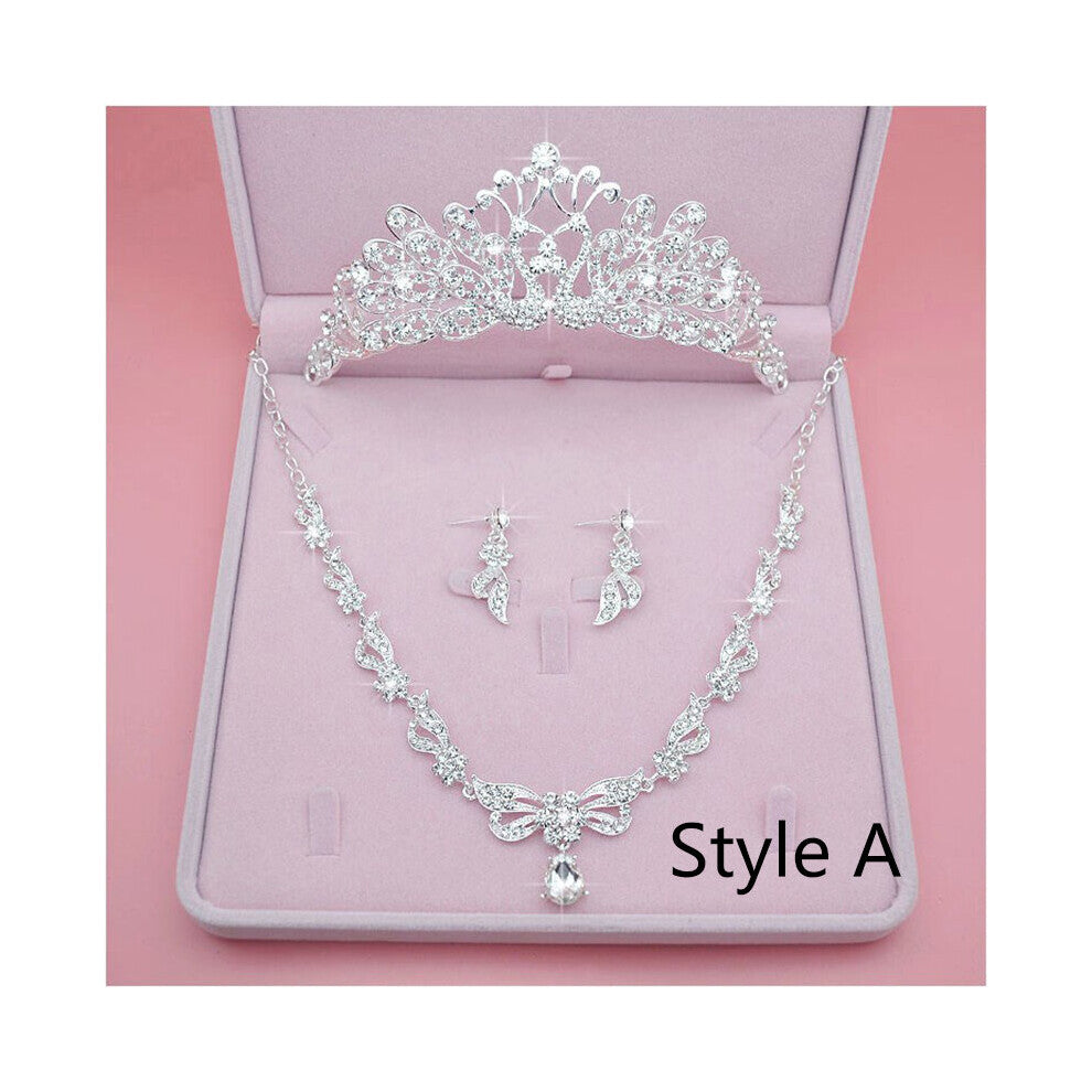 Wedding Crown Headdress Bridal Crown Accessories Hair Jewelry Sets Tiara Necklace Earrings Set Jewellery for Women