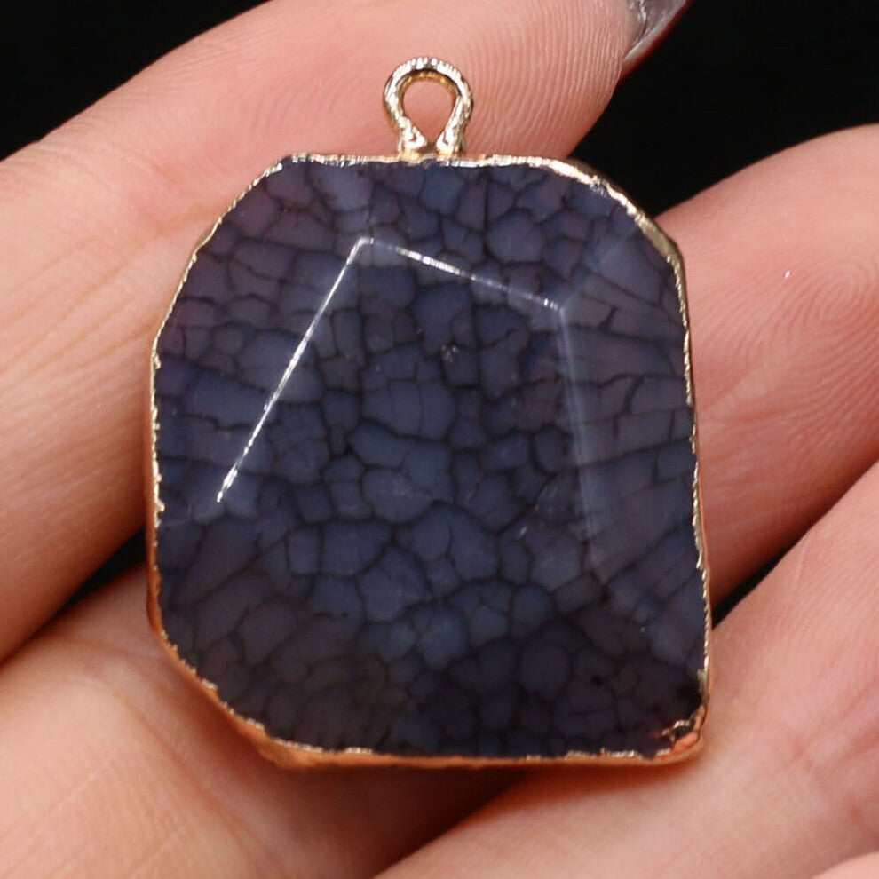 Natural Stone Scale Agates Pendants Faceted plated Crystal for Jewelry Making DIY Women Necklace Accessories