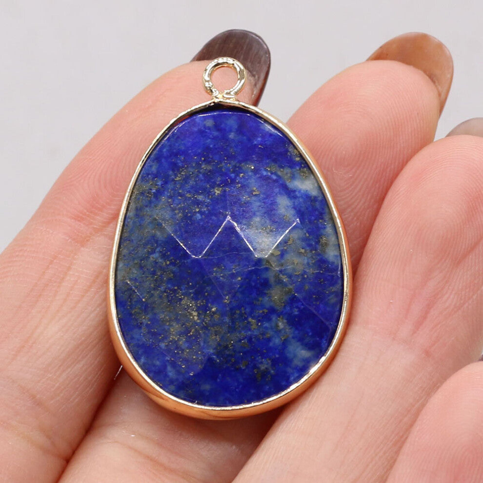 Natural Stone Lapis lazuli Pendants Irregular Oval Quartzs Charms for Jewelry Making Diy Women Necklace Accessories