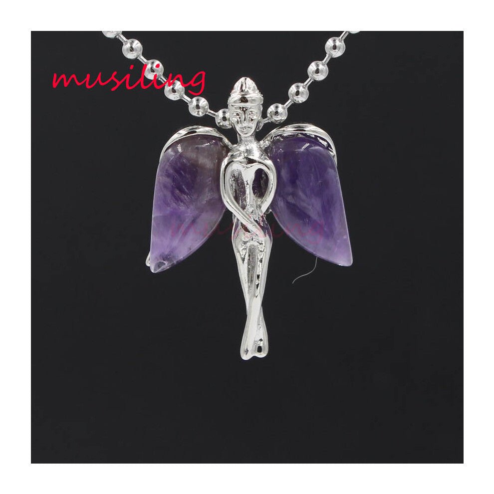 Angel Wings Pendants Reiki Pendulum Natural Stone Charms Accessories Wicca Witch Amulet Jewelry For Women 10 pcs
