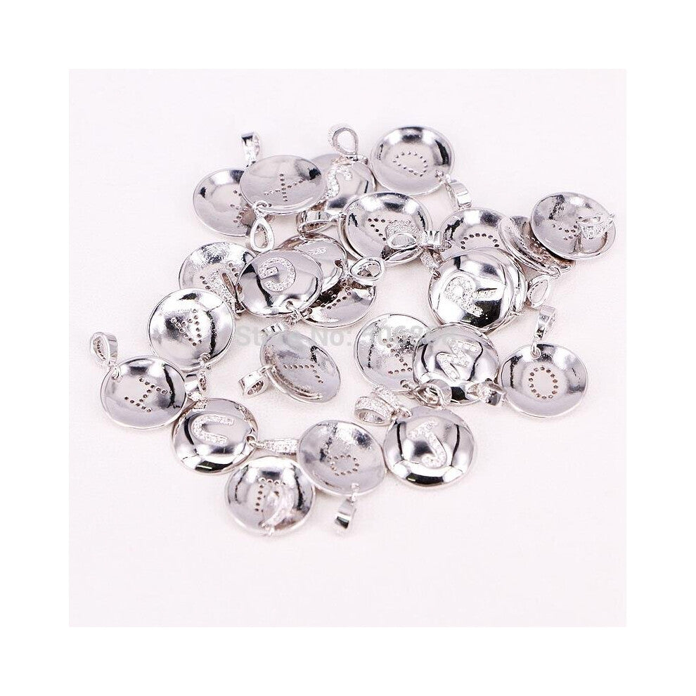 12PCS ZYZ-P2779 CZ Paved Initial Letter DIY Jewelry Charms Ornament Accessories Pendants